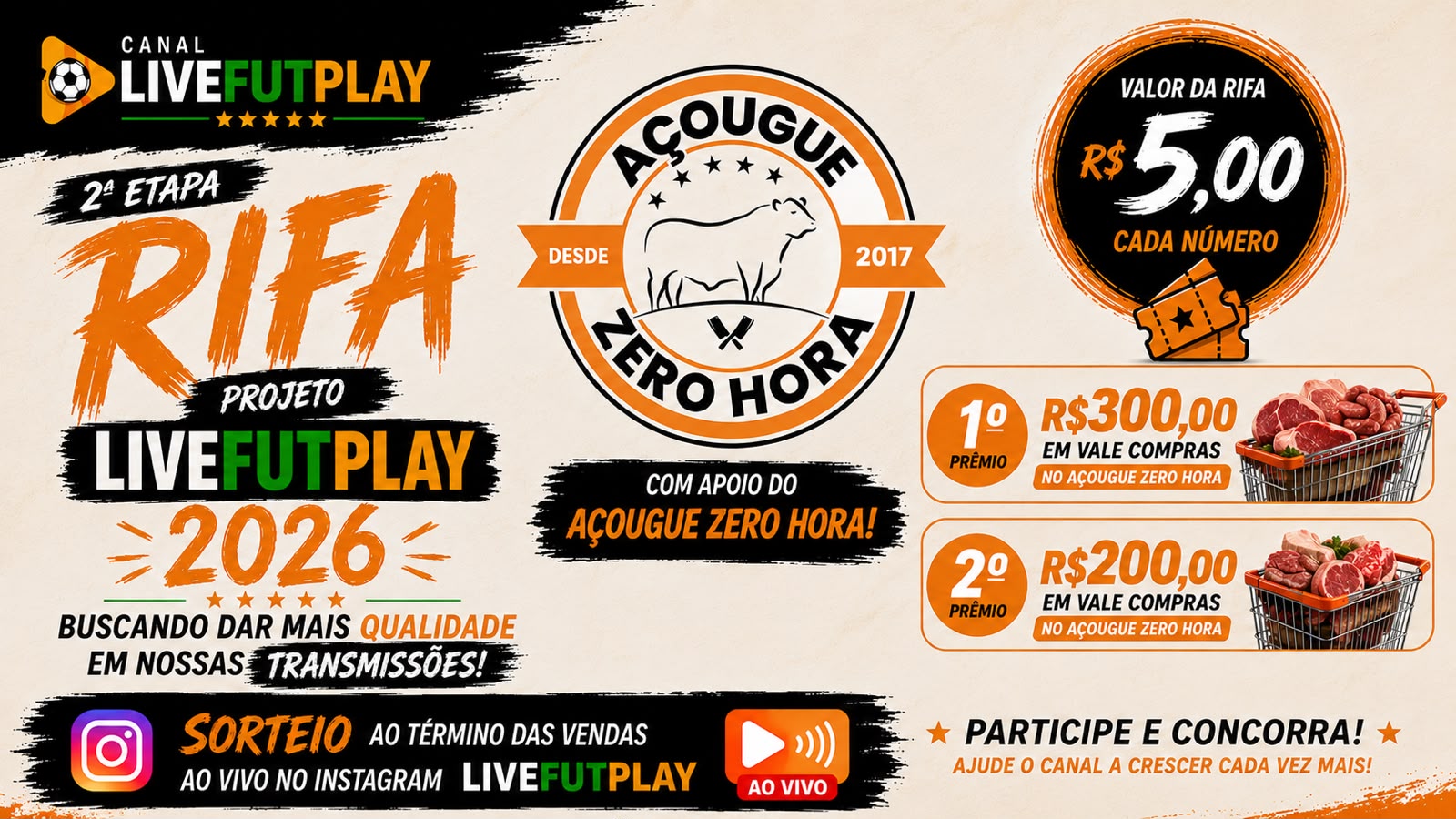 Rifa Projeto LiveFutPlay 2026 — 2ª Etapa